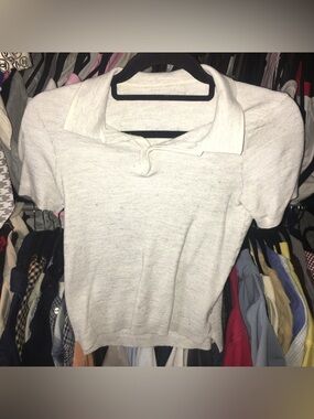 Heather Gray Tight Collared Baby Tee
